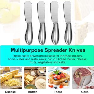 Linwnil Stainless Steel Spreader Knife Set,4pcs Cheese Butter Spreader Cheese Slicer Knife 4pcs Mini Serving Tongs 4pcs Spoons and 4pcs Forks