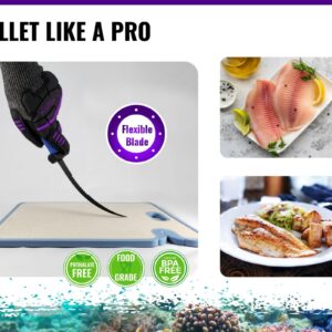 Pro 3-in-1 Set: 6.5” Fish Fillet/Boning Knife - 12” Non-slip Cutting Board - Ceramic Knife Sharpener