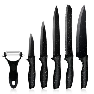 junjing kitchen knife sets of 6, sharp stainless steel blade chef knife set, ergonomic handle kitchen set, chef kitchen knives, dishwasher safe
