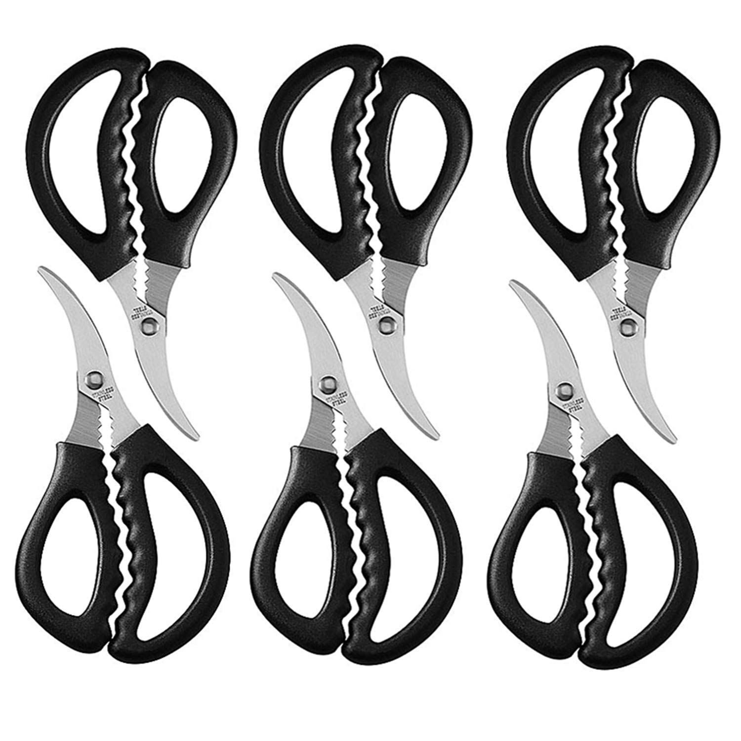 ZHU YU CHUN 6 Pcs Seafood Scissors for Kitchen Seafood Fish Crab Shrimp Lobster Scissors, Black