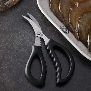 ZHU YU CHUN 6 Pcs Seafood Scissors for Kitchen Seafood Fish Crab Shrimp Lobster Scissors, Black