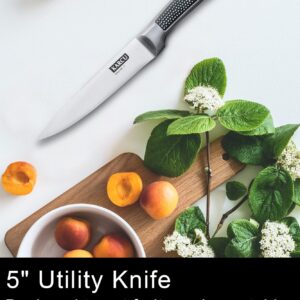 Knife Set, Knife Set for Kitchen, 14-Piece Stainless Steel Kitchen Knife Block Sets with Built-in Sharpener, Rotating Block