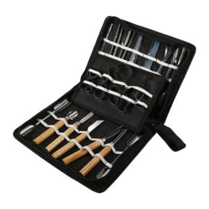culinary carving tool set, 1 set 46pcs carving tools kit portable kitchen carving chisel chef tools vegetable fruit food garnishing cutting slicing carving peeling tools kit with carrying case