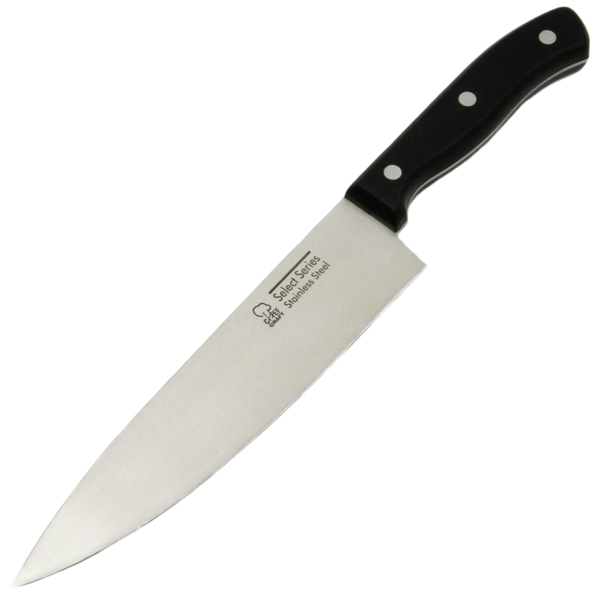 Chef Craft Select Chef Knife, 8 inch blade 13 inches in length, Stainless Steel/Black