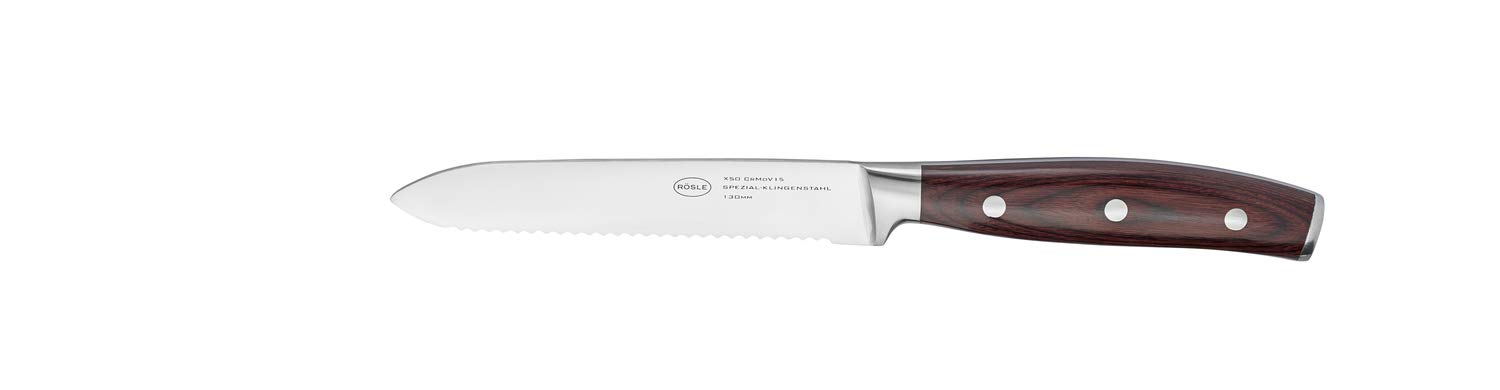 Rösle Rockwood Knife Collection, Universal Serrated Knife, 5.1-inch Blade