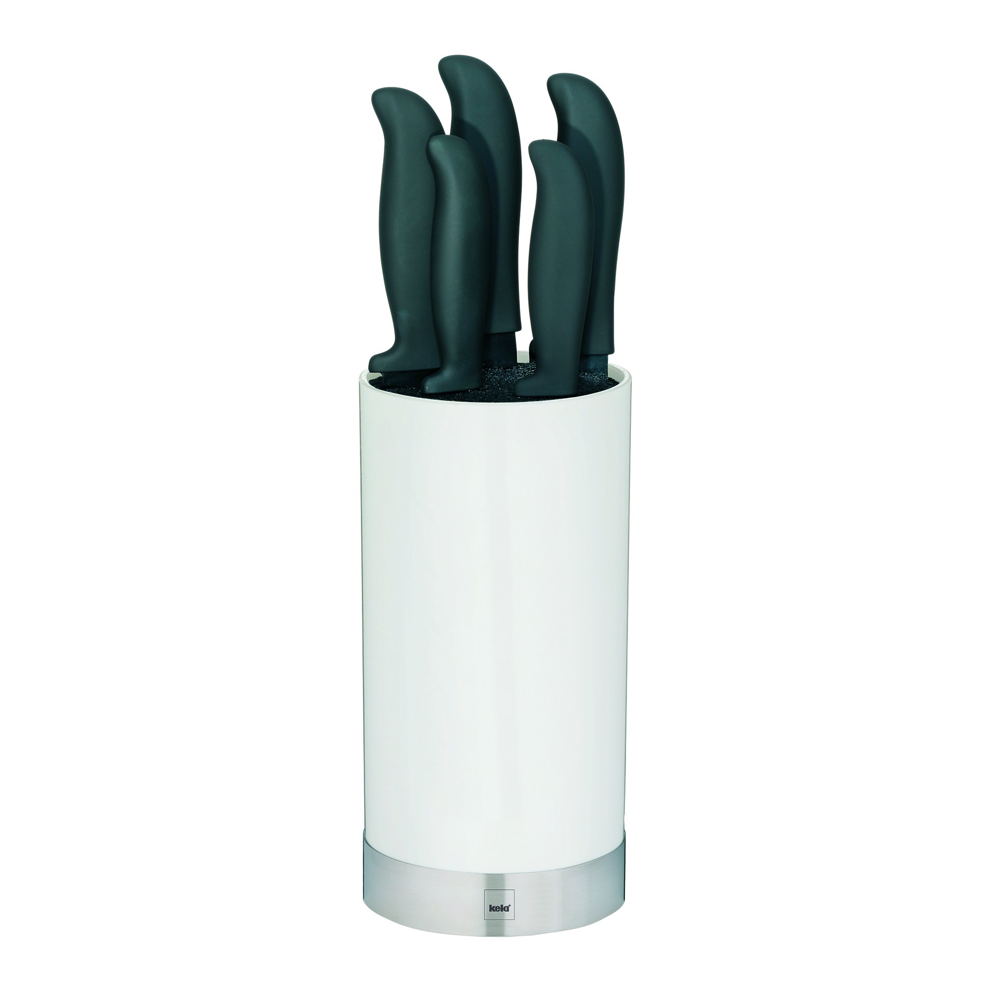 Kela Knife block Acida 6 pieces of PP plastic/steel in white, 34.5 x 11 x 11 cm