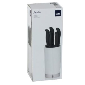 Kela Knife block Acida 6 pieces of PP plastic/steel in white, 34.5 x 11 x 11 cm