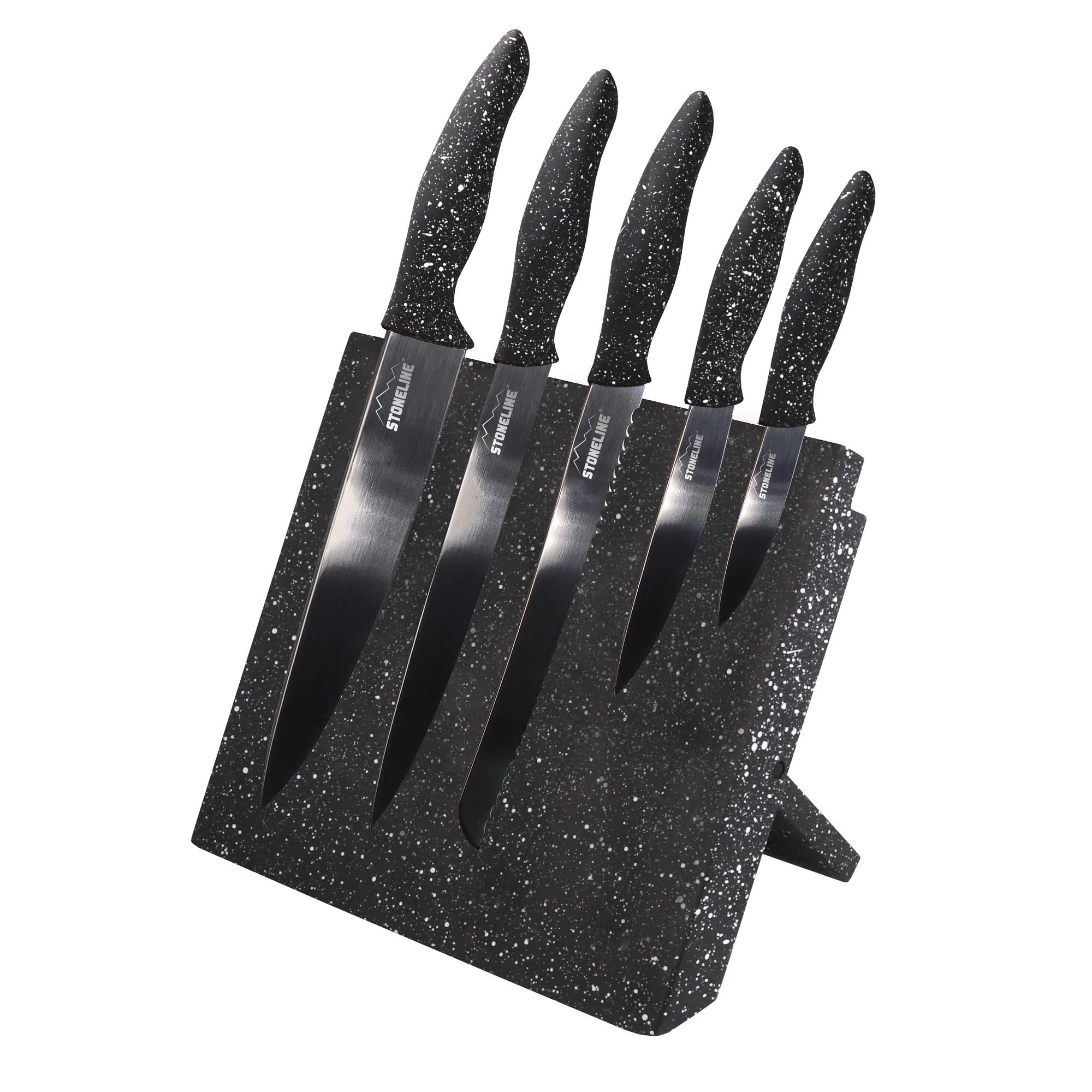 Stoneline Magnetic Knife Block Set, 6 Pieces, with foldable stand