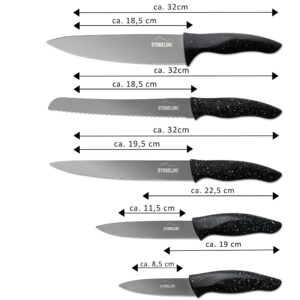 Stoneline Magnetic Knife Block Set, 6 Pieces, with foldable stand