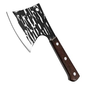 fubinaty meat cleaver chopping bone knife handmade forged chef knife heavy duty kitchen cooking knives high carbon steel butcher knife with wenge wood handle for home, kitchen, restaurant