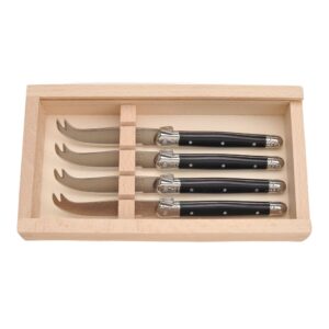 jean dubost laguiole 4 cheese knives, one size, black