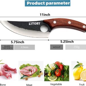 Kitory Super Heavy Duty Meat Cleaver 6" K5 + Viking Knife Butcher Boning Knife, Full Tang Multipurpose Man Sharp Kitchen Chef Knife HB02