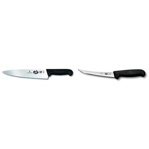 victorinox 10 in. chef's knife & fibrox pro 6-inch curved boning knife with semi-stiff blade, black