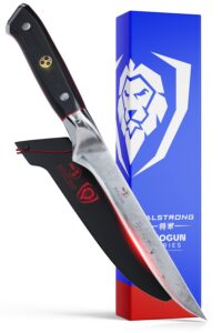dalstrong boning knife - 6 inch - shogun series elite - damascus - aus-10v japanese steel - fillet knife - carving, boning, trimming, deboning - black g10 handle - sheath included