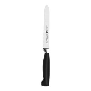 zwilling four star 5-inch serrated utility knife, black