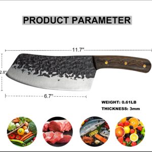 ZENG JIA DAO Bolster Boning Knife Fillet Knife with Sheath 7 inch Forged HC Steel Blade for Beaf and Turkey Deboning Filleting, and Trimming with Gift Box Meat Cleaver For Kitchen Outdoor BBQ Camping