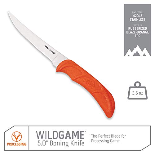 Outdoor Edge 5" Wild Game Boning Knife - Fixed Blade for Processing Game and Fish with Rubberized Nonslip TPR Handle