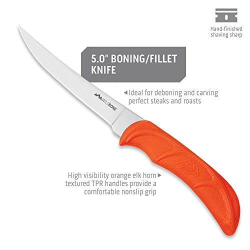 Outdoor Edge 5" Wild Game Boning Knife - Fixed Blade for Processing Game and Fish with Rubberized Nonslip TPR Handle