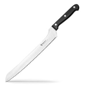 humbee, 10 inch offset bread knife serrated knife wave edge blade