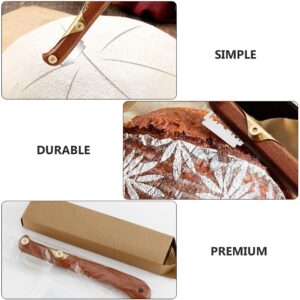 Yardwe Bread Lame with Wooden Handle, 1PCS Bread Bakers Lame Slashing Tool& 5 Blades, Bread Slicer Cake Cutter, Dough Making Slasher Tools, Sourdough Bread Lame Knife with Plastic Cover (Coffee)