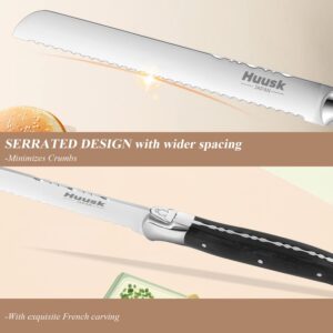 Huusk Japan Knife Bundle with Chef Serrated Bread Knife for Homemade Bread