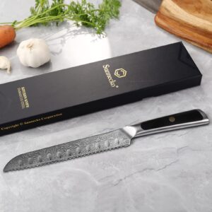 Sunnecko Bread Knife 8 inch, Serrated Bread Knife for Homemade Bread with 67-layers VG10 Damascus Steel Blade, Japanese Bread Knife with Solid Handle Best Bread Cutting Knife Bread Knives Cake Knife