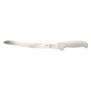 mercer culinary ultimate white 10" curved wavy edge bread knife, white