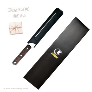 UMOGI Bread Knife 8 Inch with Sheath - German High Carbon Stainless Steel, Ergonomic Grip Full Tang Wood Handle - Serrated Edge Home Kitchen Knife for Bread Tomatoes & Cake