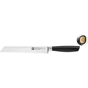 zwilling all star 8-inch bread knife, cake knife razor-sharp german knife, made in company-owned german factory with special formula steel perfected for almost 300 years, gold matte end cap