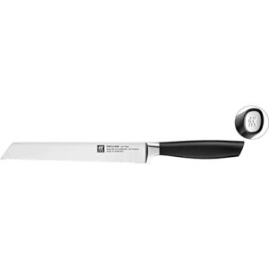 zwilling all star 8-inch bread knife, cake knife razor-sharp german knife, made in company-owned german factory with special formula steel perfected for almost 300 years, white end cap