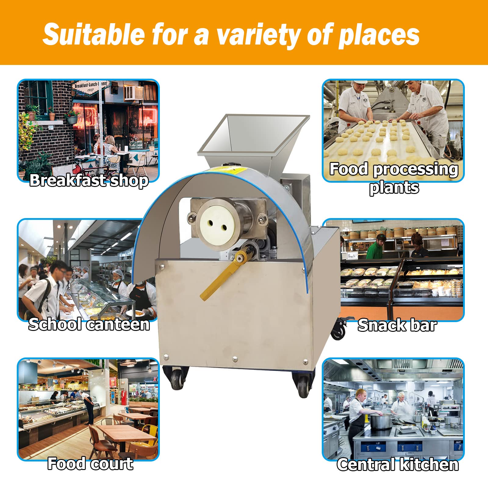 TXMACHINE Bread Machines bread dough divider machine stainless steel Dough cutting cutter machine with 6 molds dough shape and weight can be customized (220V/50HZ, 0.44-0.66lb dough weight)