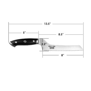 Ergo Chef 8-In Serrated Offset Bread & Deli Knife - Pro Series 2.0 - Forged High Carbon 7Cr17Mov Stainless Steel – Ergonomic Black Pakkawood Handle