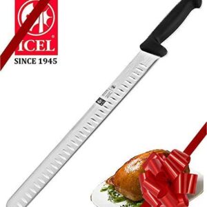 12-inch Blade Granton Edge, Turkey, Salmon, ham Slicer, Meat Slicing Knife. NSF Certified, German Steel,Knife sharpening instruction included, Best Knife to Slice Large Roast and Whole Turkey.