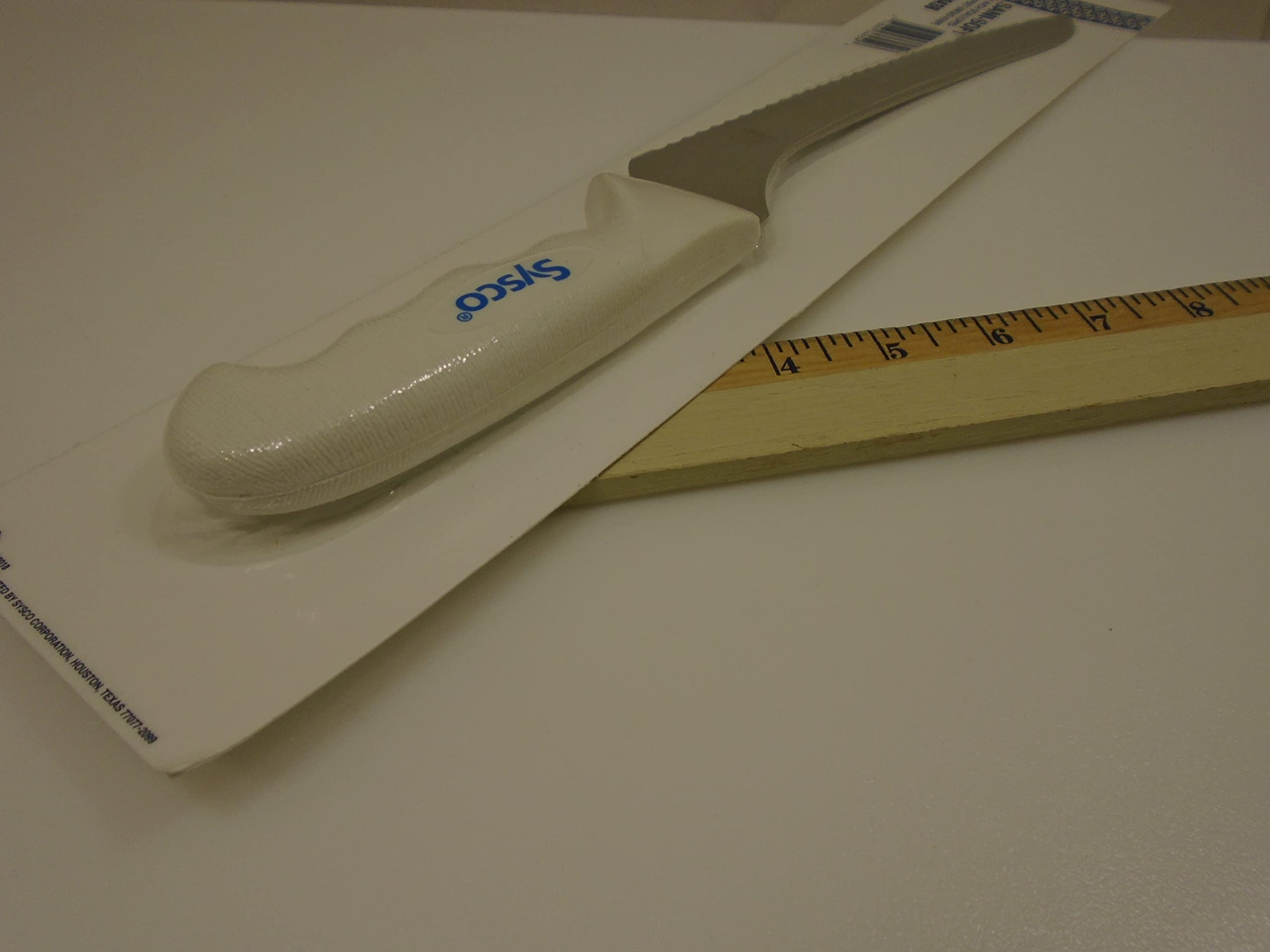 Sysco USA 9 in Offset Scalloped Slicer Bread Sandwich Knife Soft Grip Handle