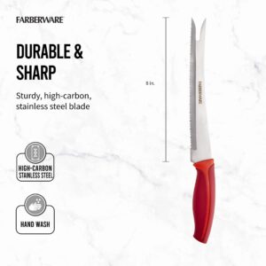 Farberware Precise Slice Bread Knife, 8 Inch, Maroon