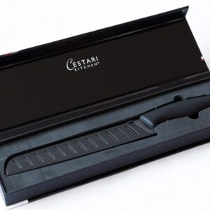 Cestari Ceramic Knife Set - 6 Inch Tomato Knife and 8 Inch Bread Knife with Serrated Blades - Includes Safety Sheaths and Gift Box - Never Needs Sharpening