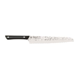 kai pro bread knife 9”, wide serrations are gentle on bread, comfortable handle offers secure grip in wet conditions, serrated kitchen knife, from the makers of shun