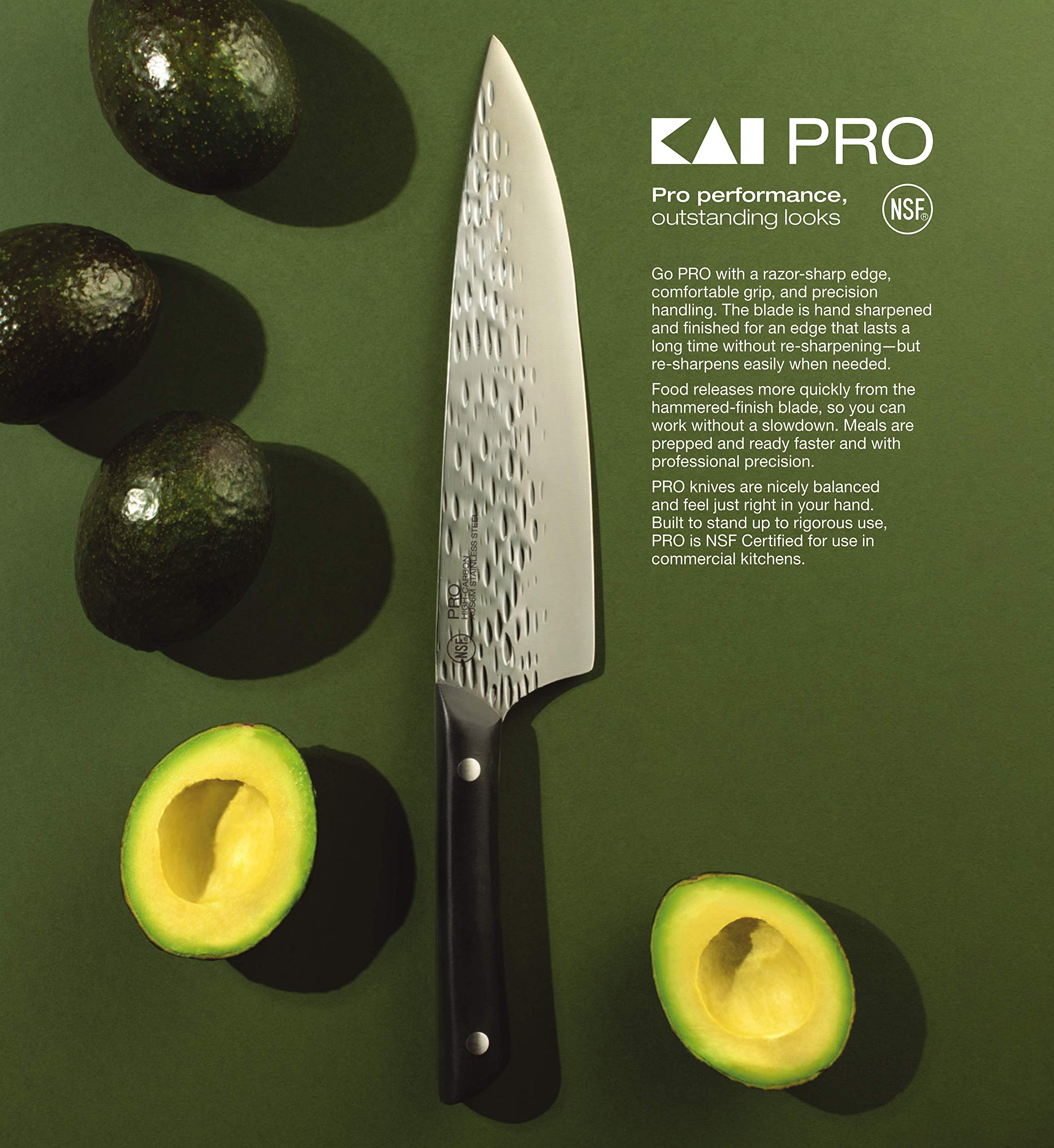 kai PRO Bread Knife 9”, Wide Serrations are Gentle on Bread, Comfortable Handle Offers Secure Grip in Wet Conditions, Serrated Kitchen Knife, From the Makers of Shun