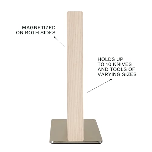 Material, Knife Stand, Magnetic Display for Safe Storage, White Ash