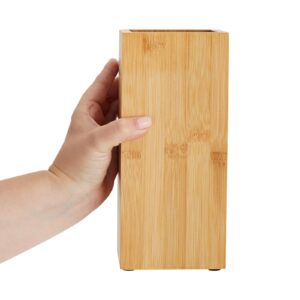 Juvale Bamboo Universal Knife Block with Adjustable Bristles for Kitchen Counter (4 x 4 x 9 In)