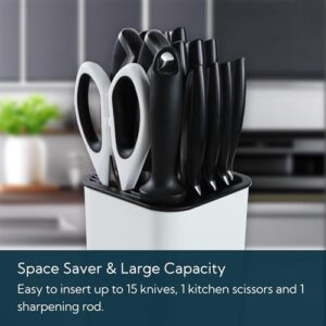 KITCHENDAO XL Universal Knife Block Holder without Knives, with Slots for Scissors and Sharpening Rod, Detachable for Easy Cleaning, Space Saving Slotless Kitchen Knives Storage for Kitchen Counter