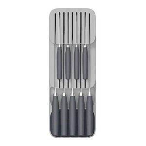 axGear Kitchen Drawer Organizer Tray for Knives Knife Block Cutlery Storage Grey