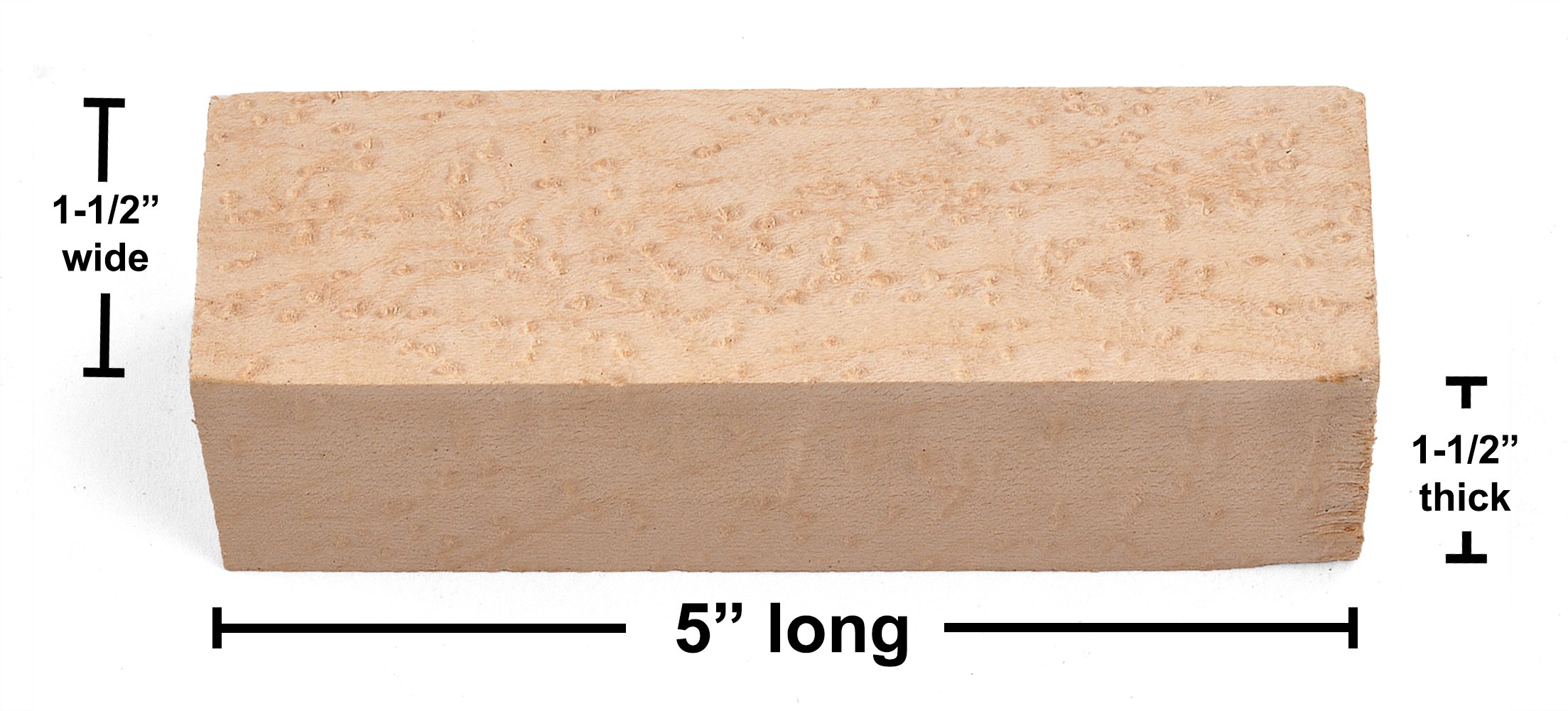 Bird's Eye Maple Wood Knife Handle BLOCK (Each Piece is Unique) 5" x 1-1/2" x 1-1/2"