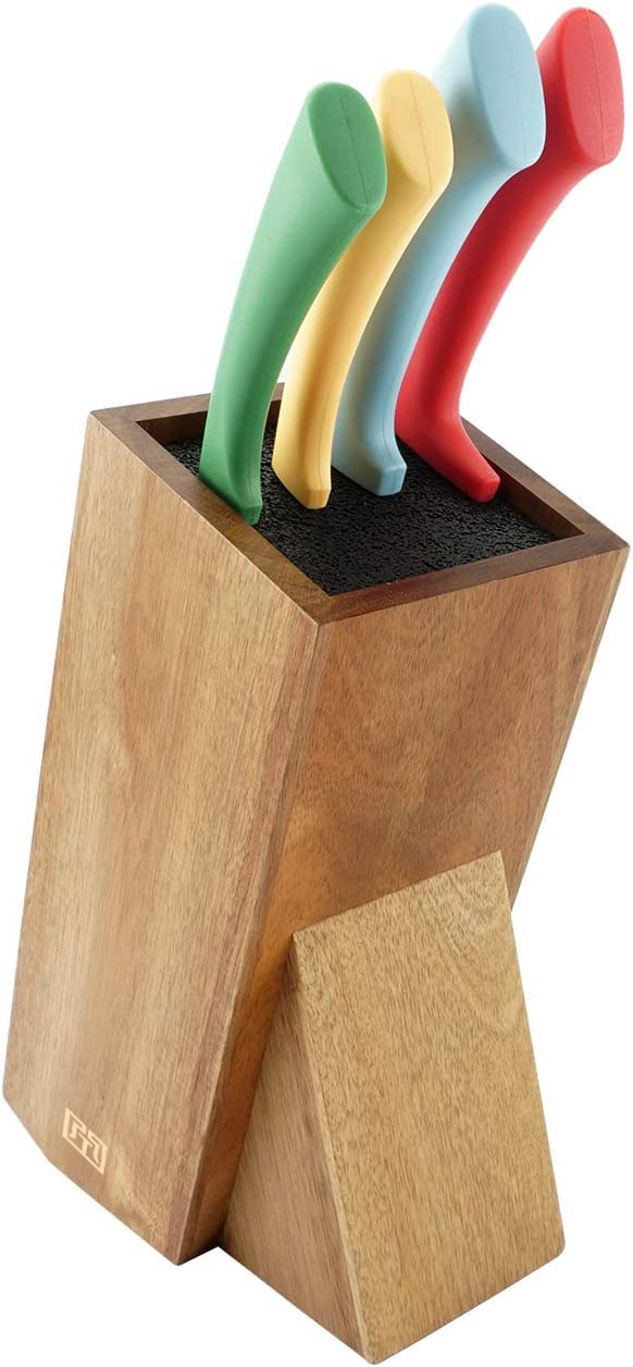 HomeEase Wood Universal Knife Block, Storage Holder Organizer, Easy to Clean Removable Plastic Rods