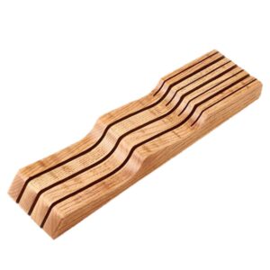 hemoton kitchen knife block wood drawer knife organizer bamboo in drawer knife holder tray knives storage rack chopping knife stand for home