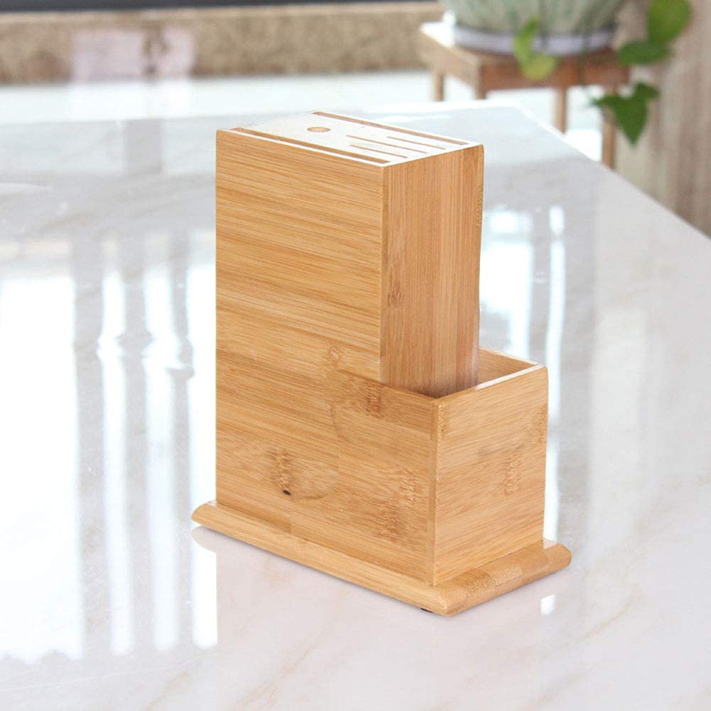 HomDSim Bamboo Knife Block Household Drain Knife Rack Shelf