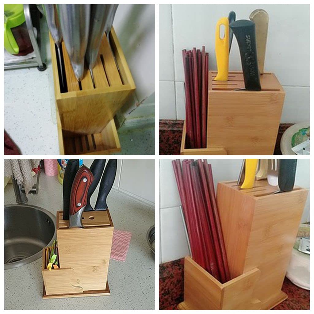 HomDSim Bamboo Knife Block Household Drain Knife Rack Shelf