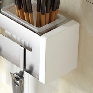 Camidy Stainless Steel Knife Bar Wall Mounted Kitchen Knife Holder Knife Block with Chopstick Holders 8 Hooks
