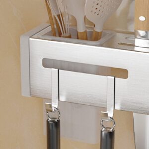 Camidy Stainless Steel Knife Bar Wall Mounted Kitchen Knife Holder Knife Block with Chopstick Holders 8 Hooks