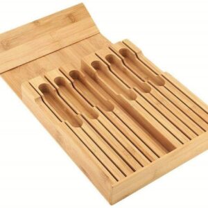 In-Drawer Bamboo Knife Block, Drawer Knife Set Storage Made from Quality Bamboo (12 Knife Organizer)